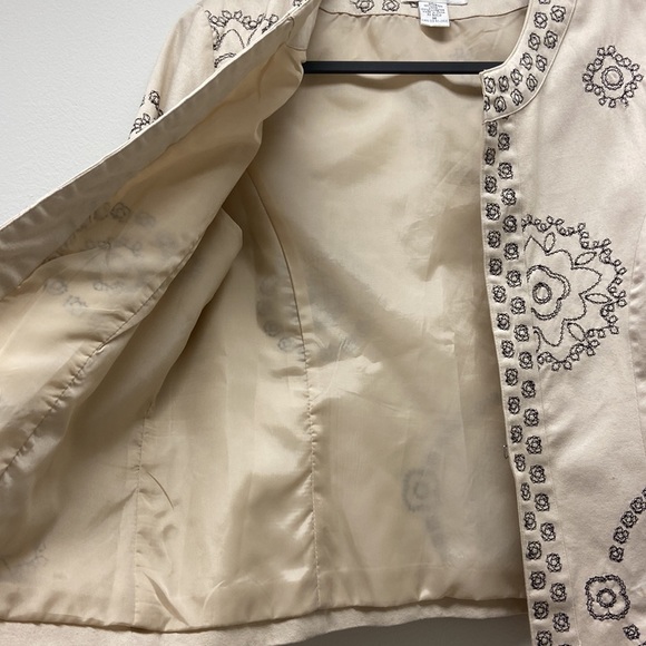 Vintage Susan Bristol | Embroidered Blazer 3/4 Sleeves‎ Floral Cream/Black M - Picture 12 of 15